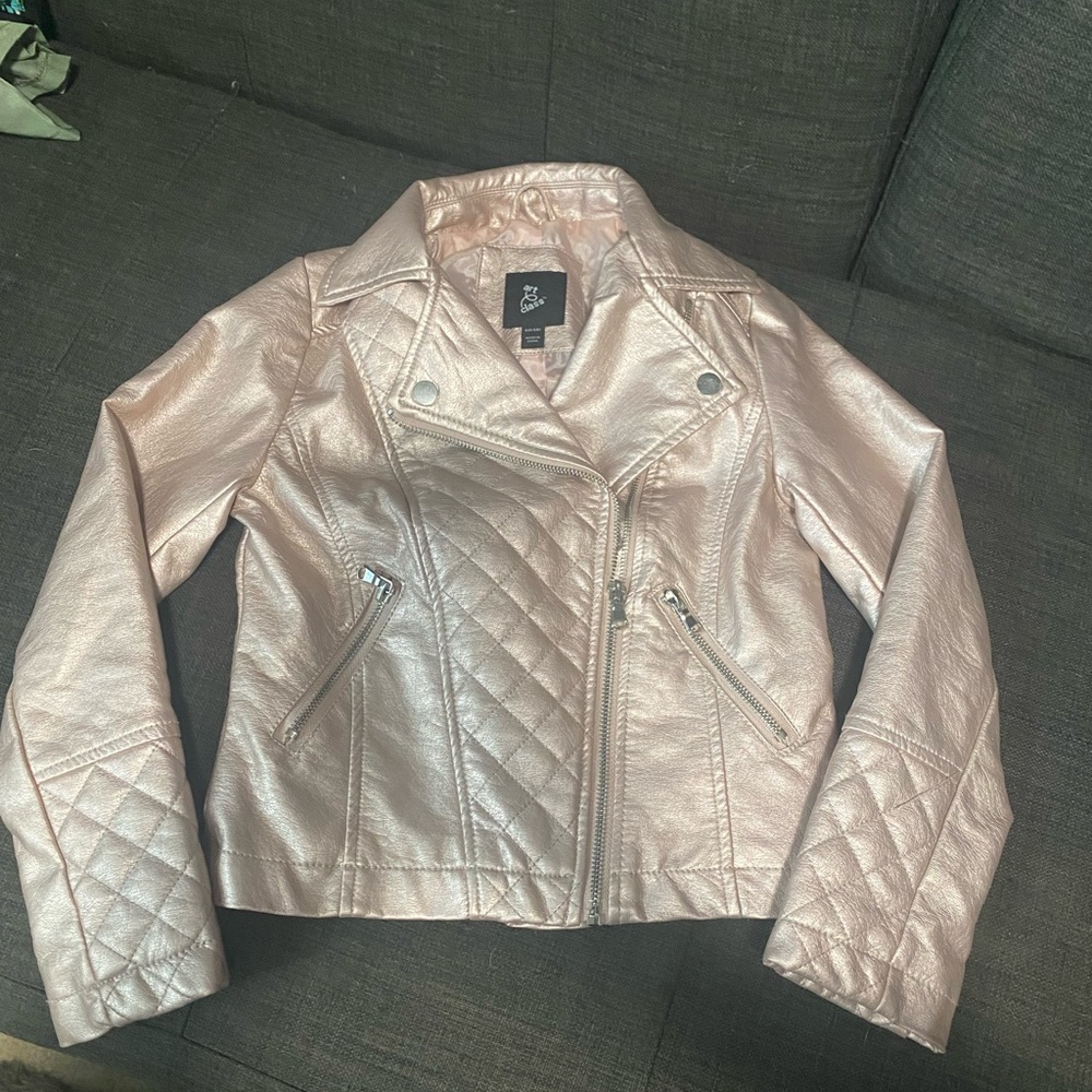 Pink Metallic Moto Jacket Small 6/6x